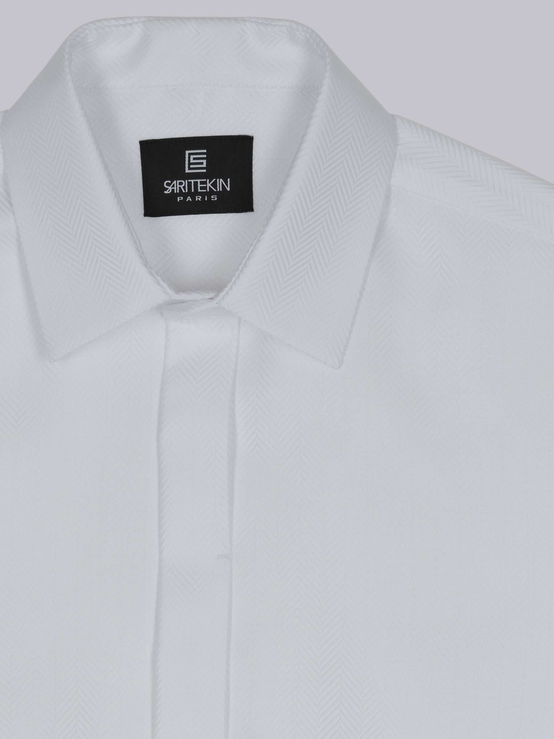 White Cotton Concealed Placket Shirt