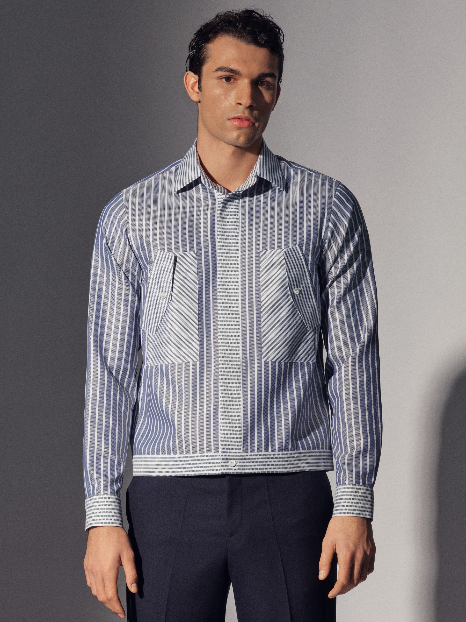 Blue Cotton Flap Pocket Shirt Overshirt