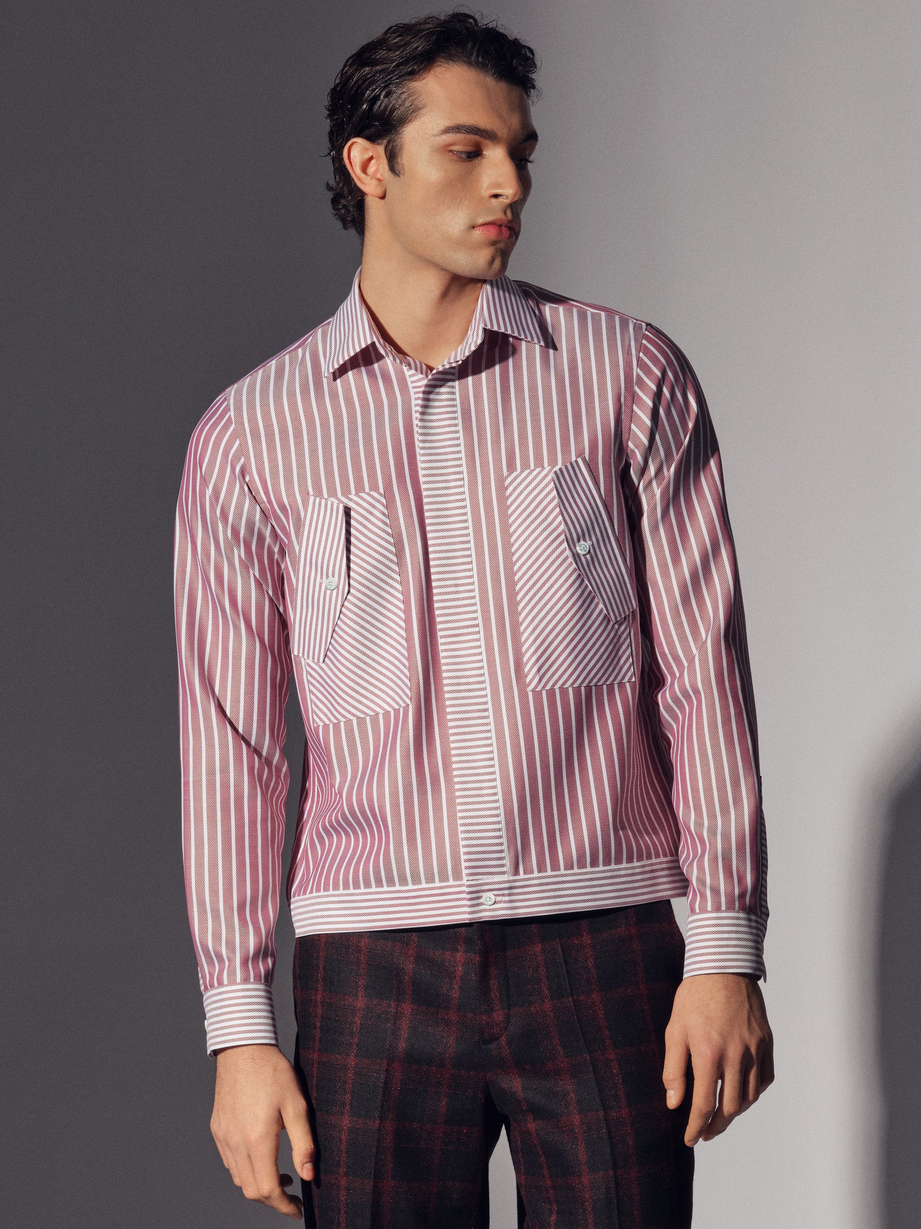 Red Cotton Flap Pocket Shirt Overshirt