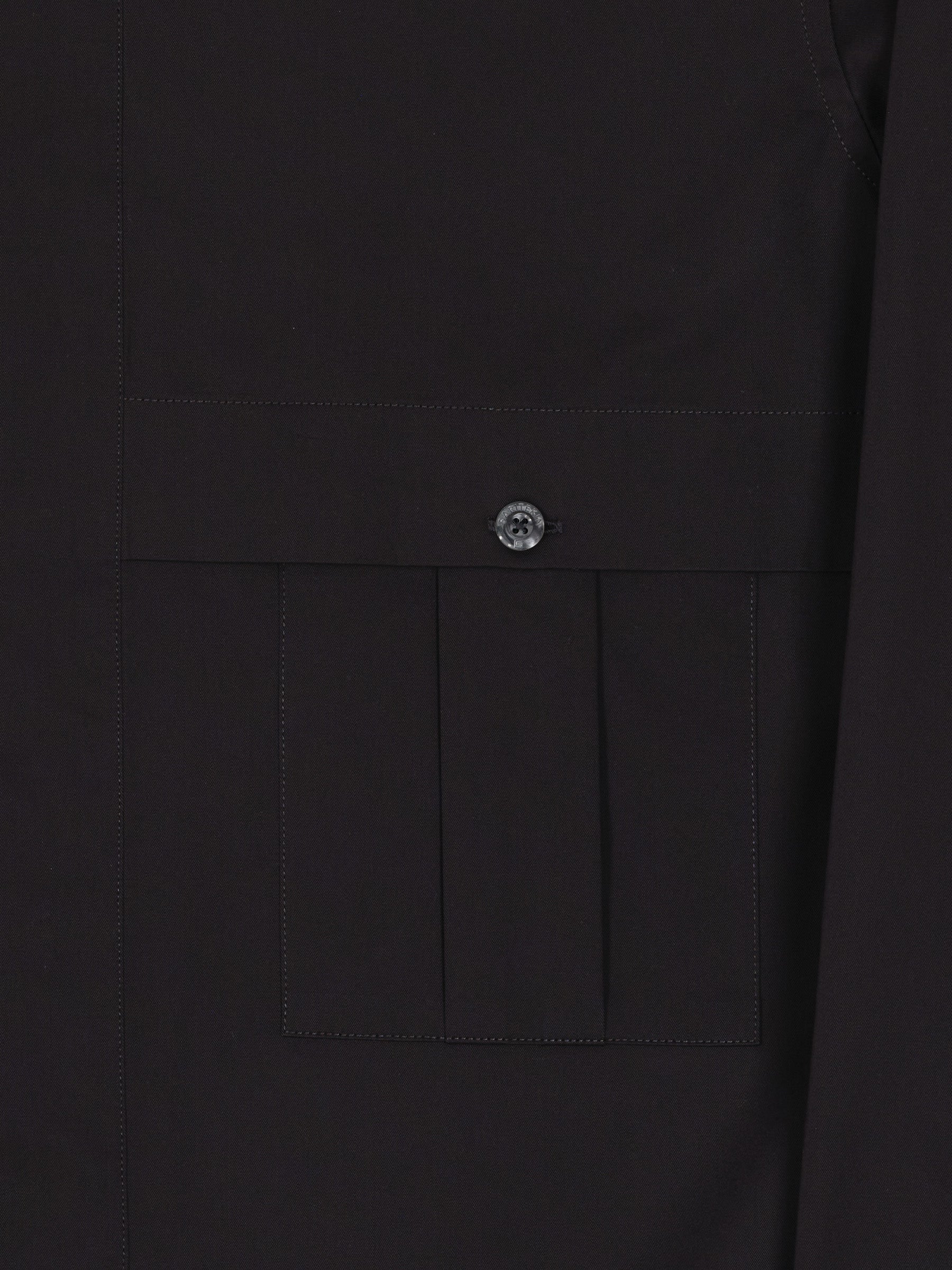 Black Cotton Pleat Pocket Shirt Overshirt