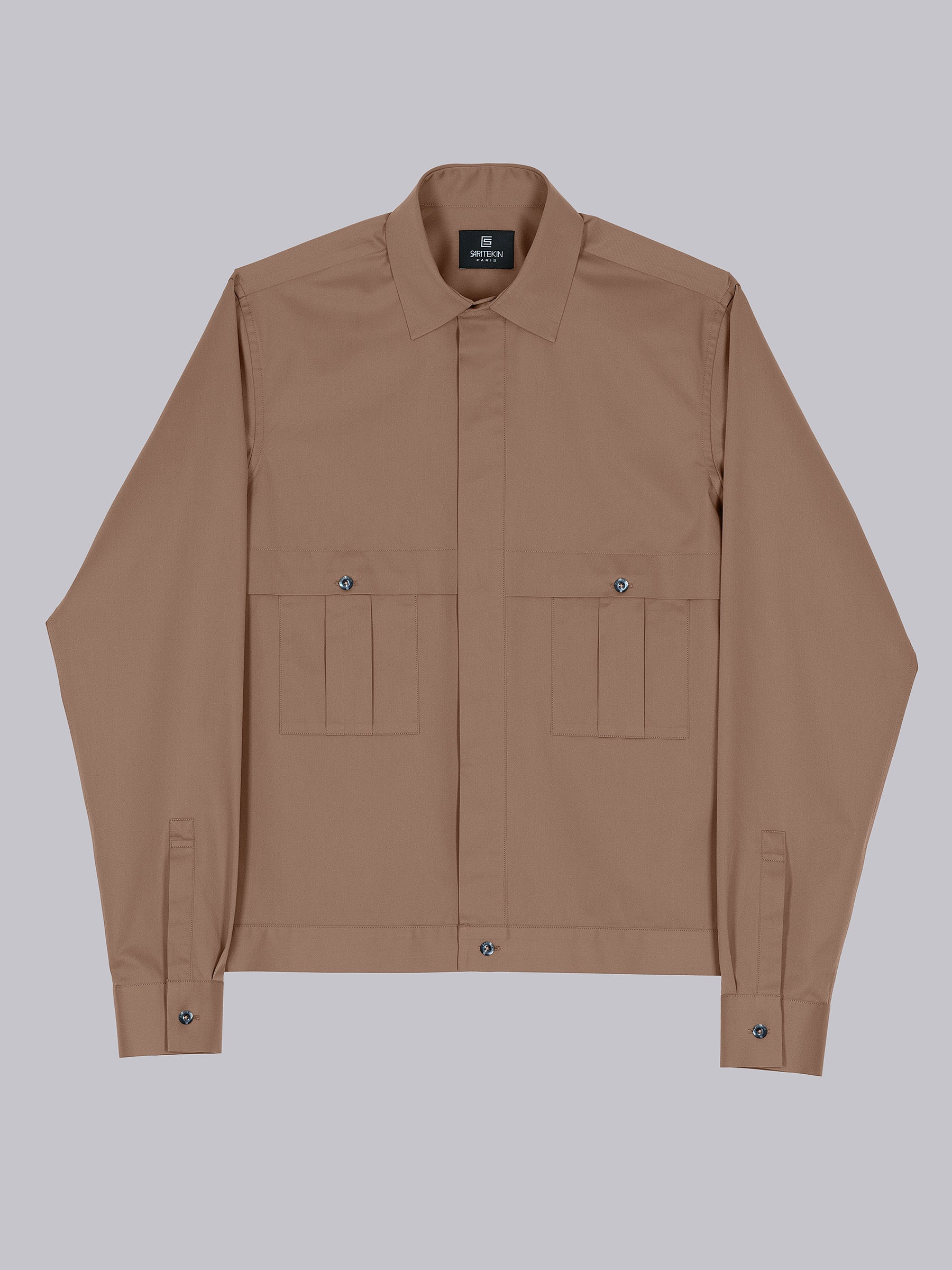 Box Pleat Pocket Shirt in Brown