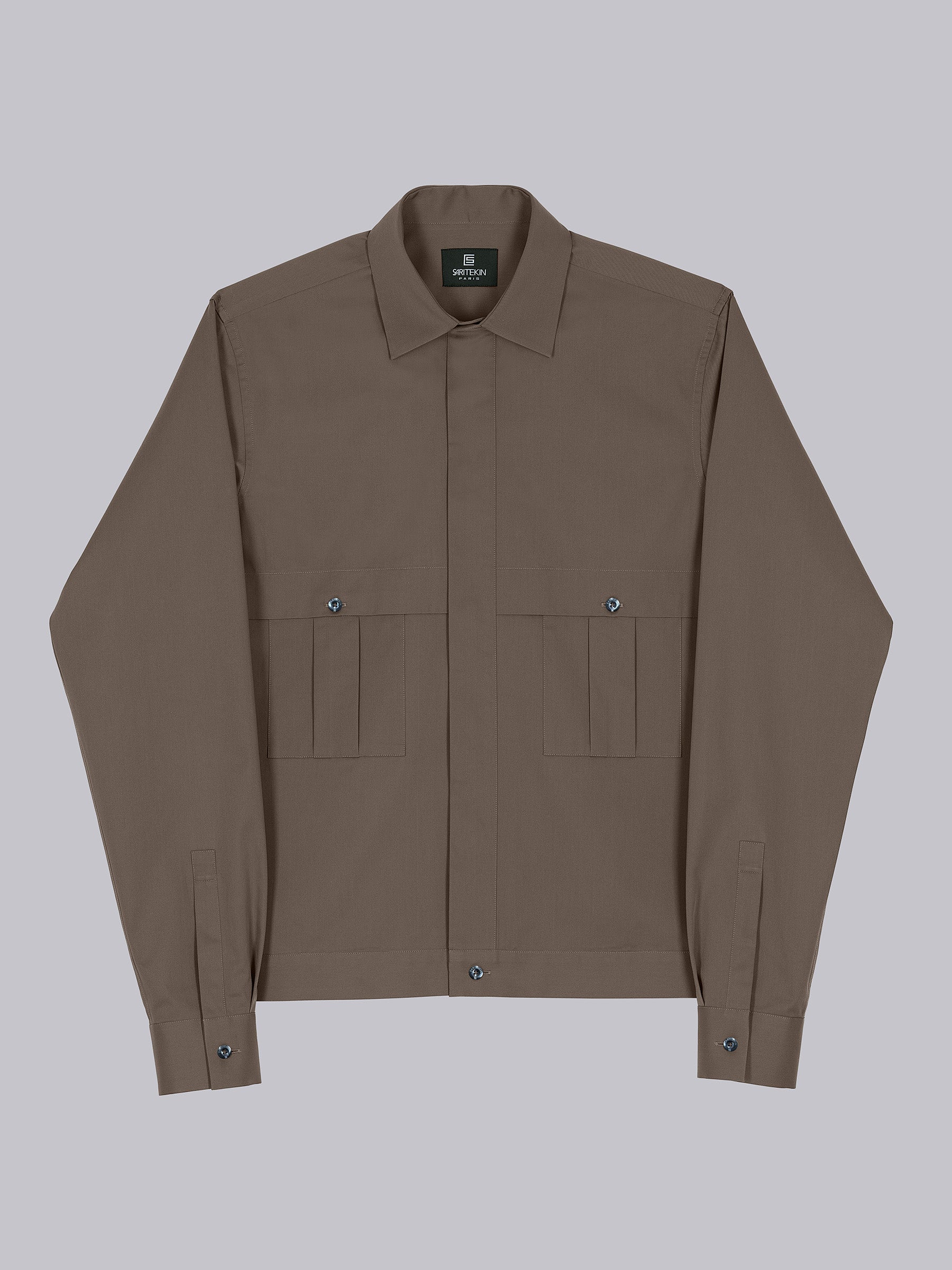Olive Cotton Pleat Pocket Shirt Overshirt