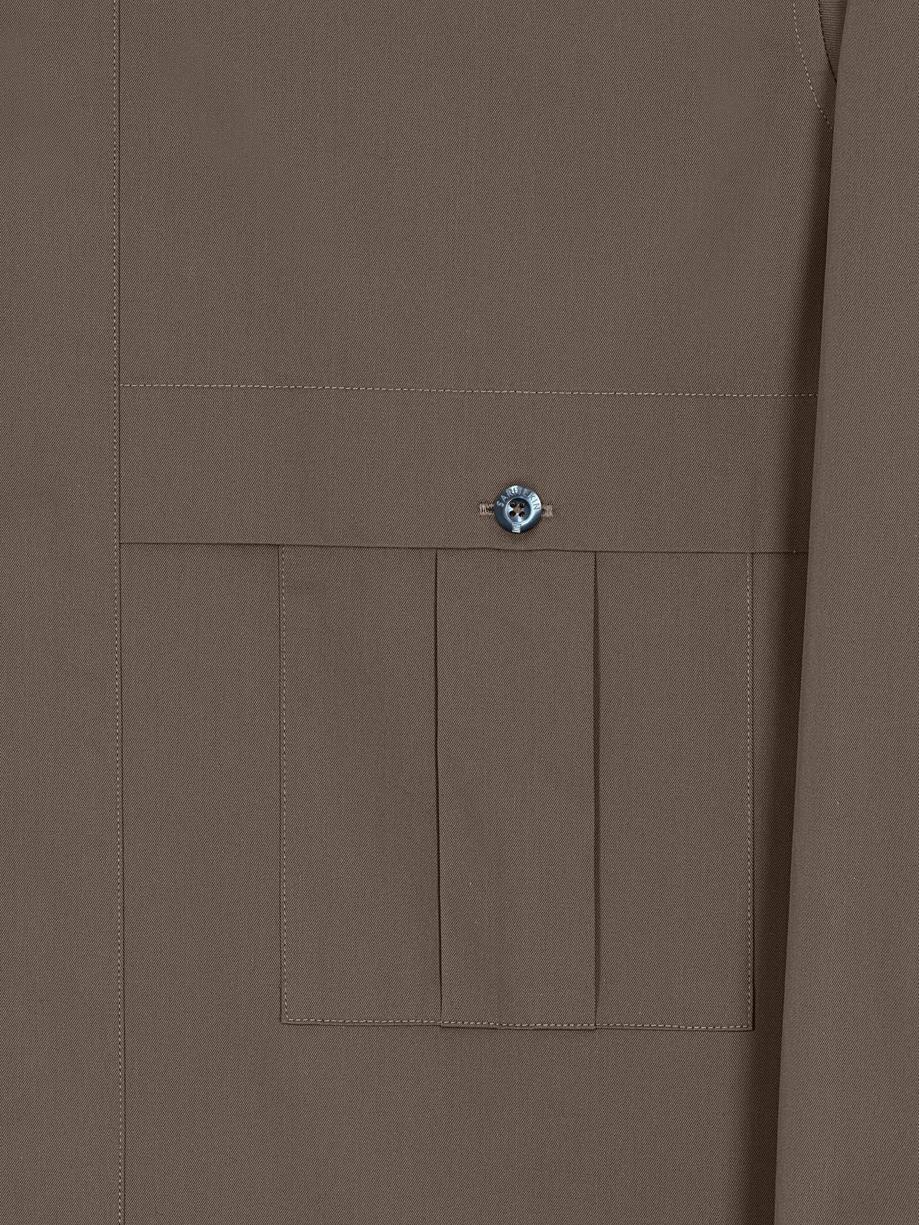 Olive Cotton Pleat Pocket Shirt Overshirt