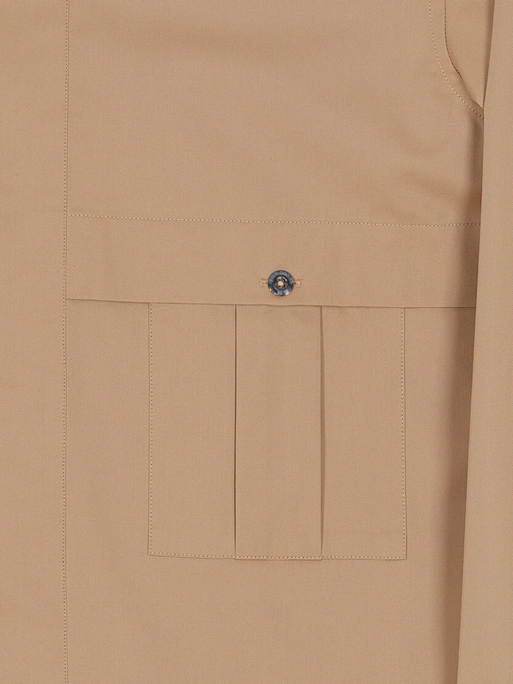 Sand Cotton Pleat Pocket Shirt Overshirt