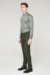 Green Cotton Concealed Placket Shirt