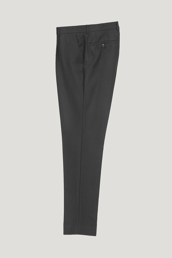 Black Wool Single Pleat Trousers