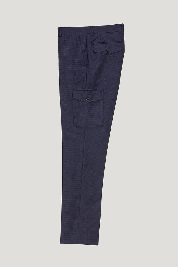 Navy Wool Bellow Pocket Trousers