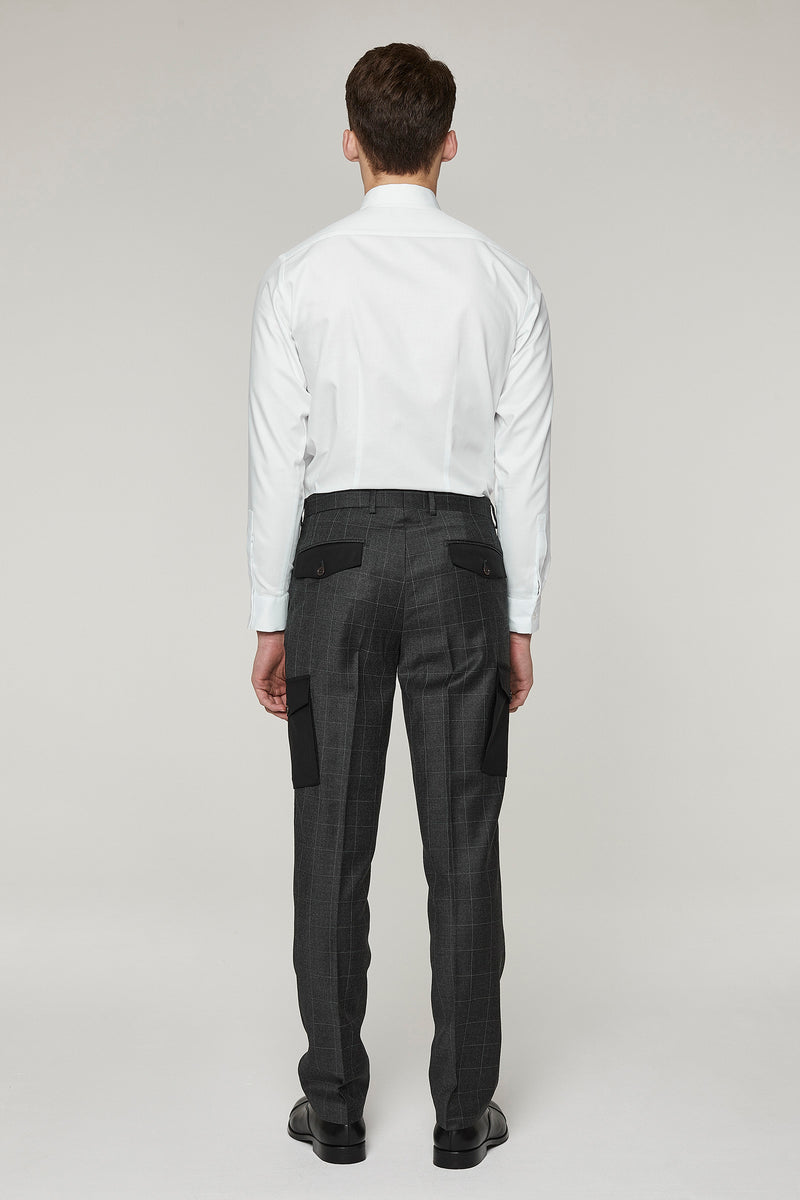 Grey Wool Bellow Pocket Trousers