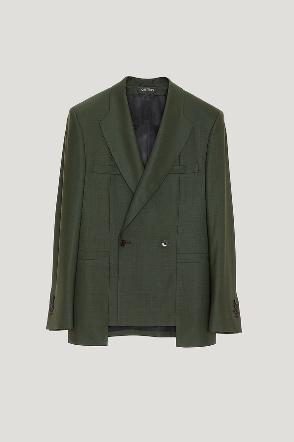 Green Wool Double Breasted Blazer