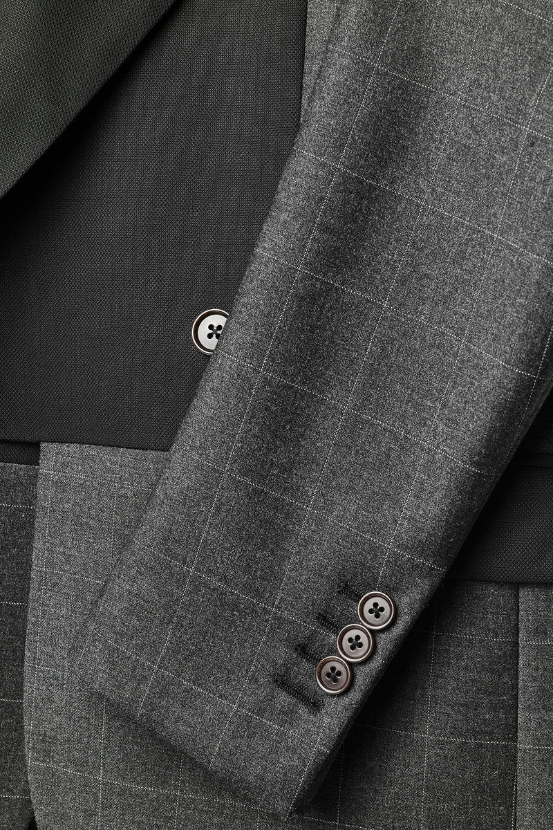 Grey Wool Double Front Cut Blazer