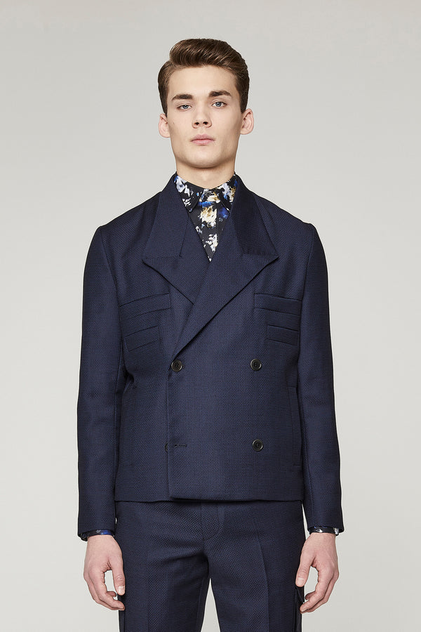 Navy Wool Double Breasted Jacket