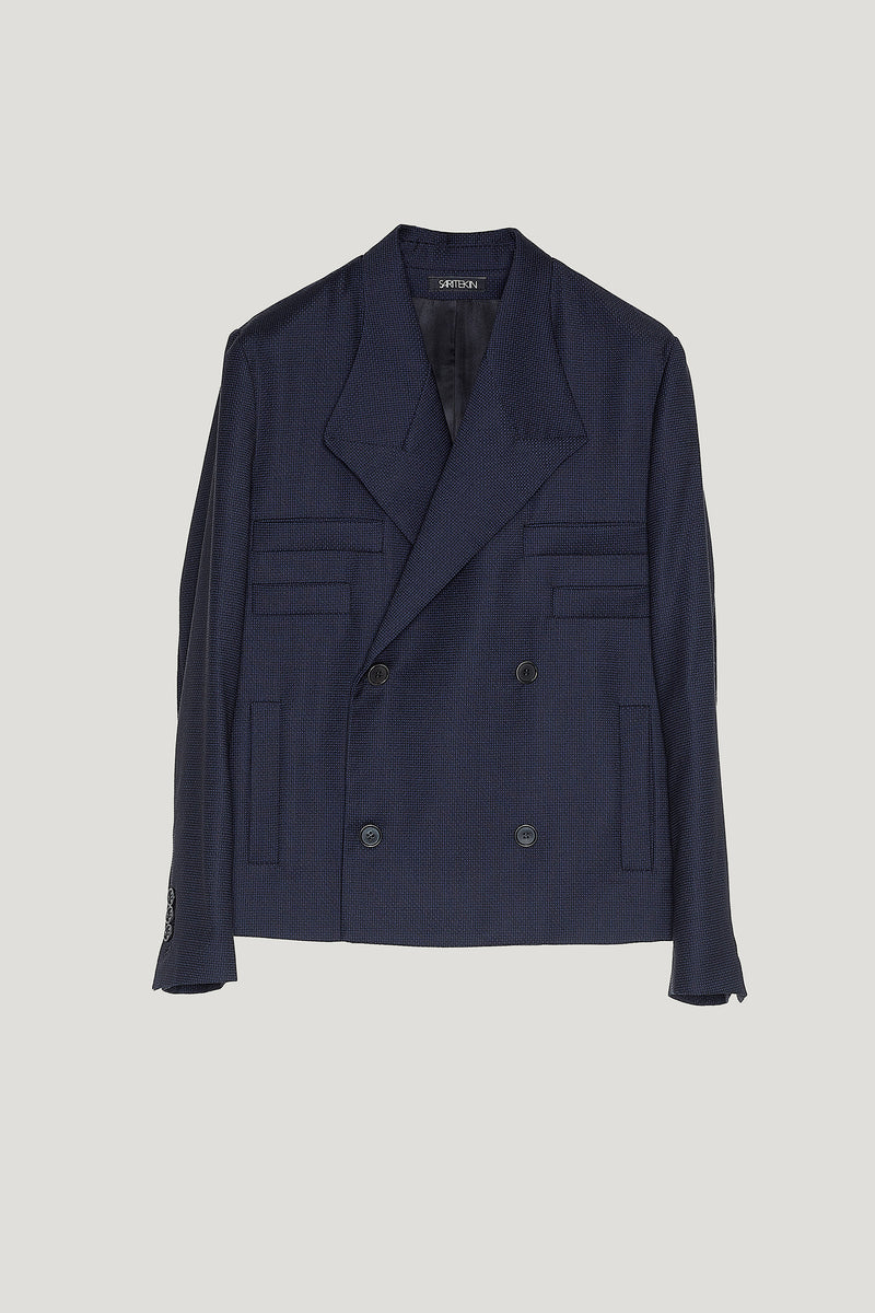 Navy Wool Double Breasted Jacket