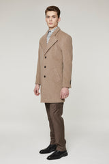 Brown Wool Square Lapel Coat