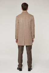 Brown Wool Square Lapel Coat